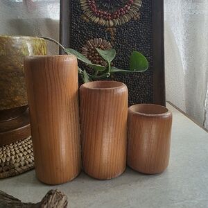 Vintage Wood Pillar Candle Holder